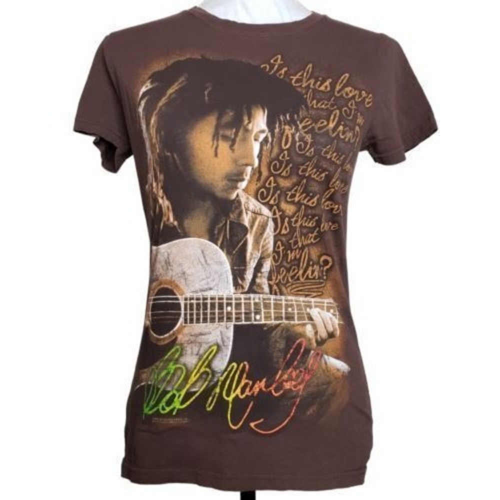 Bob Marley T-Shirt Womens Zion Rootswear Brown Size Medium